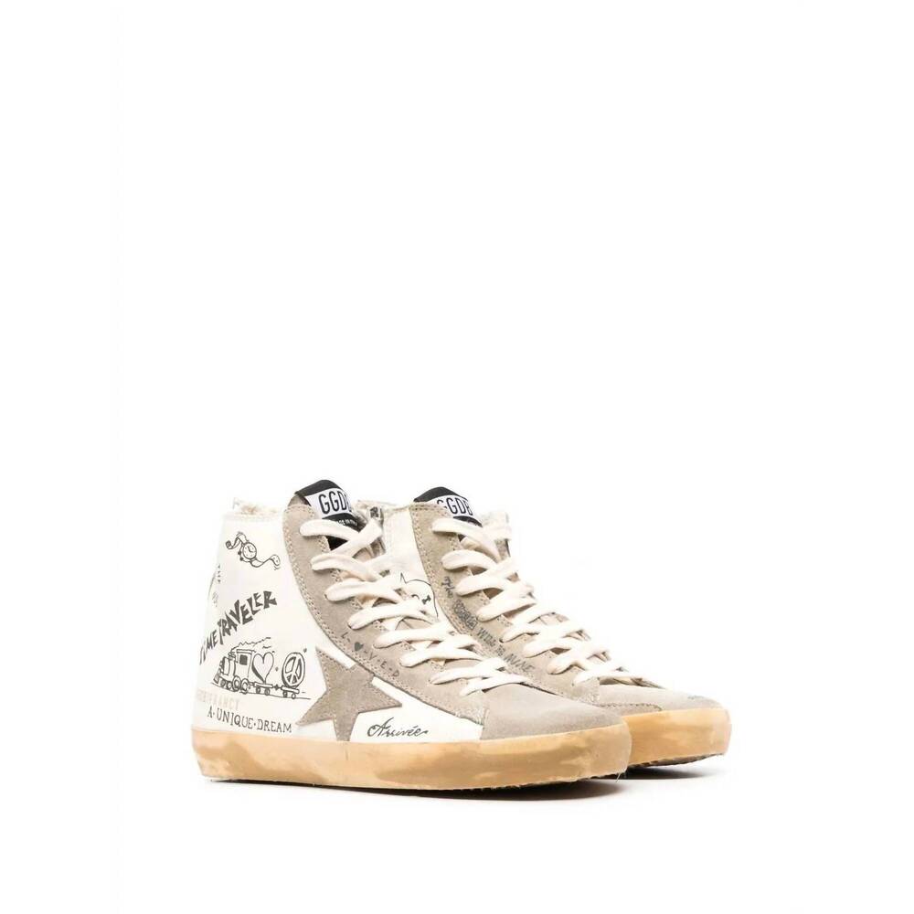 NEW GOLDEN GOOSE women's francy with lettering sneakers in dove grey - Picture 3 of 5